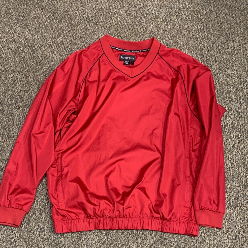 Mens FootJoy Vivid Red Windbreaker Pullover